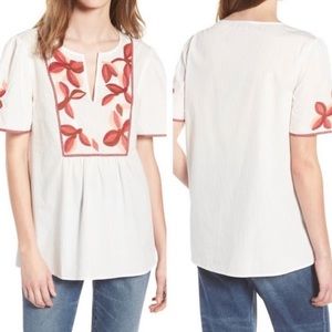 Madewell Embroidered Fable Top In White Floral